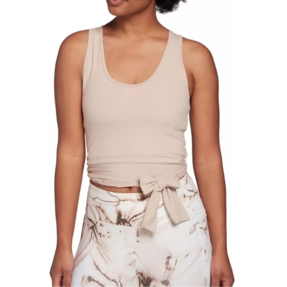 Calia by Carie Underwood Size M Beige Workout Atheltic Tank W/ Wrap Around Tie